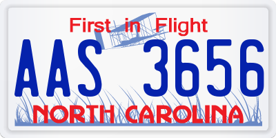 NC license plate AAS3656
