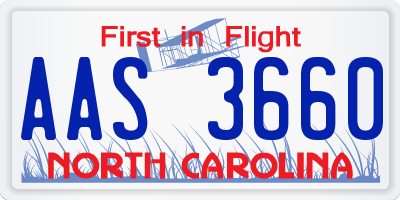 NC license plate AAS3660