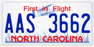 NC license plate AAS3662