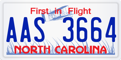 NC license plate AAS3664