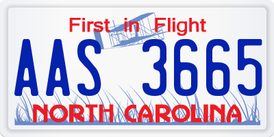 NC license plate AAS3665