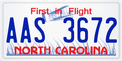 NC license plate AAS3672