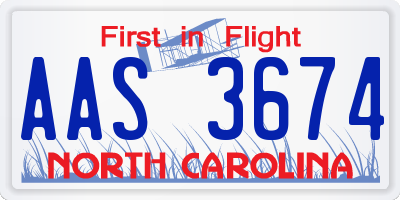 NC license plate AAS3674