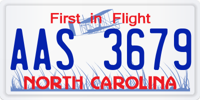 NC license plate AAS3679