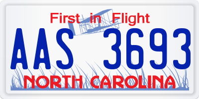 NC license plate AAS3693