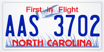 NC license plate AAS3702