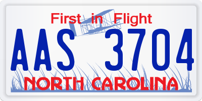NC license plate AAS3704