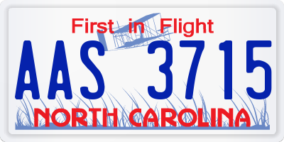 NC license plate AAS3715