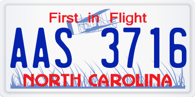 NC license plate AAS3716