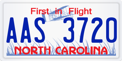 NC license plate AAS3720