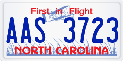 NC license plate AAS3723