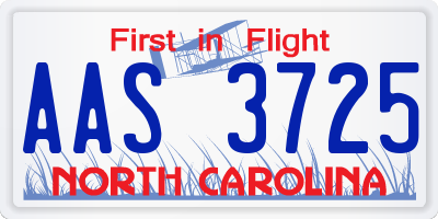 NC license plate AAS3725