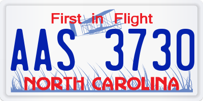 NC license plate AAS3730