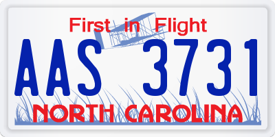 NC license plate AAS3731