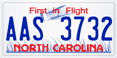 NC license plate AAS3732