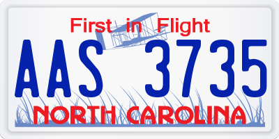 NC license plate AAS3735
