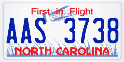 NC license plate AAS3738