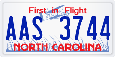 NC license plate AAS3744
