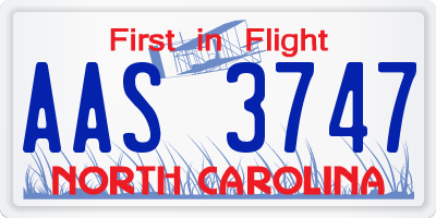 NC license plate AAS3747