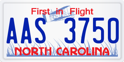 NC license plate AAS3750