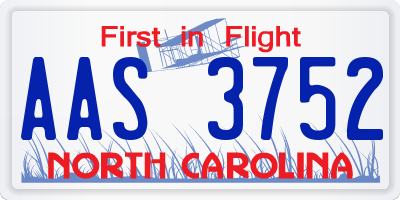 NC license plate AAS3752