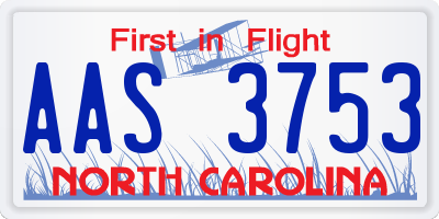 NC license plate AAS3753