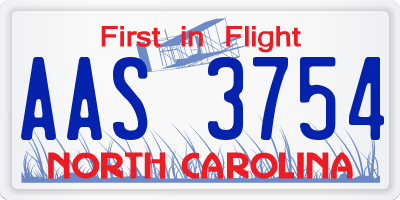 NC license plate AAS3754