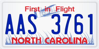 NC license plate AAS3761