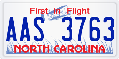 NC license plate AAS3763