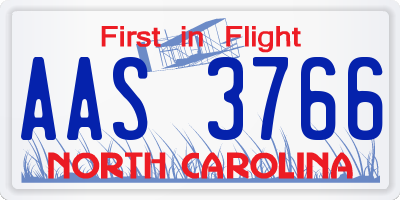 NC license plate AAS3766