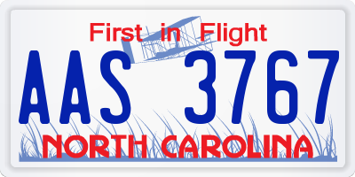 NC license plate AAS3767