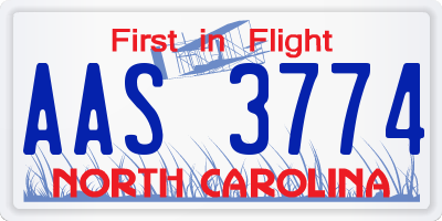 NC license plate AAS3774