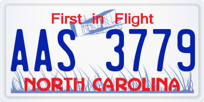 NC license plate AAS3779