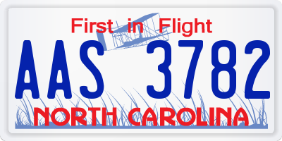 NC license plate AAS3782