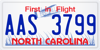 NC license plate AAS3799