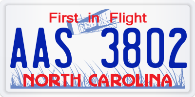 NC license plate AAS3802