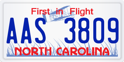 NC license plate AAS3809