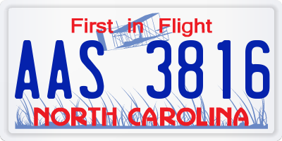 NC license plate AAS3816