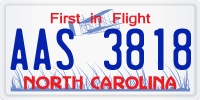 NC license plate AAS3818