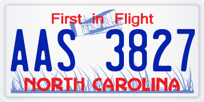 NC license plate AAS3827