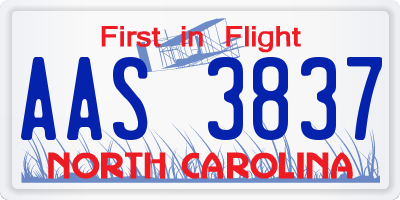 NC license plate AAS3837