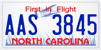 NC license plate AAS3845