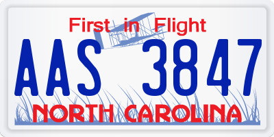NC license plate AAS3847