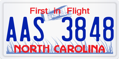NC license plate AAS3848