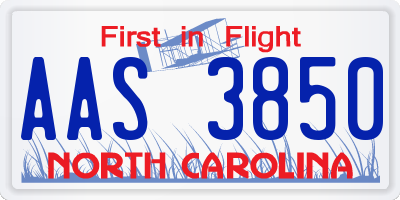 NC license plate AAS3850