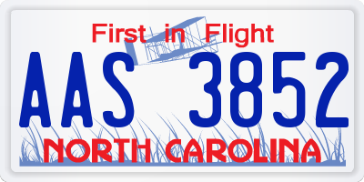 NC license plate AAS3852