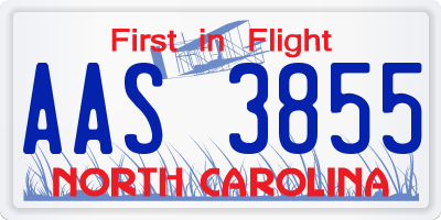NC license plate AAS3855