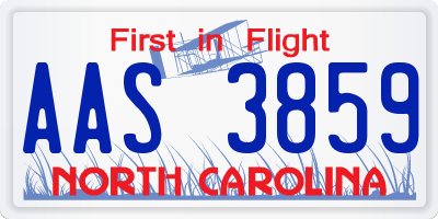 NC license plate AAS3859