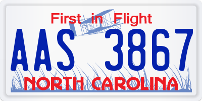 NC license plate AAS3867