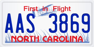 NC license plate AAS3869
